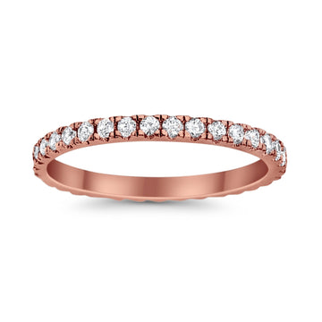 Full Eternity Stackable Wedding Rings Rose Tone, Simulated CZ 925 Sterling Silver